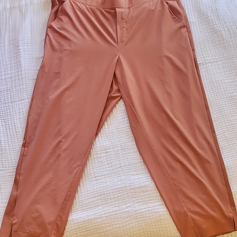 ATHLETA Brooklyn Ankle Lightweight Travel Pant Orange Women Size 18 EUC